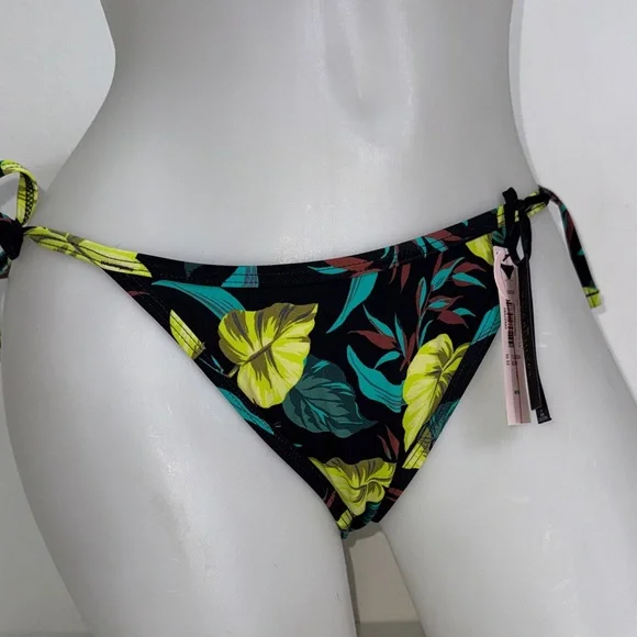 Victoria's Secret Leaf Print Bikini - Black & Green 32C bombshell/M NWT - Picture 8 of 12